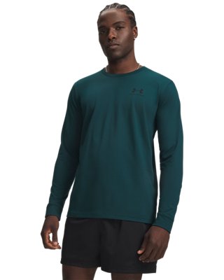 Haut à manches longues Under Armour Left Chest pour homme Arden Vert / Noir M