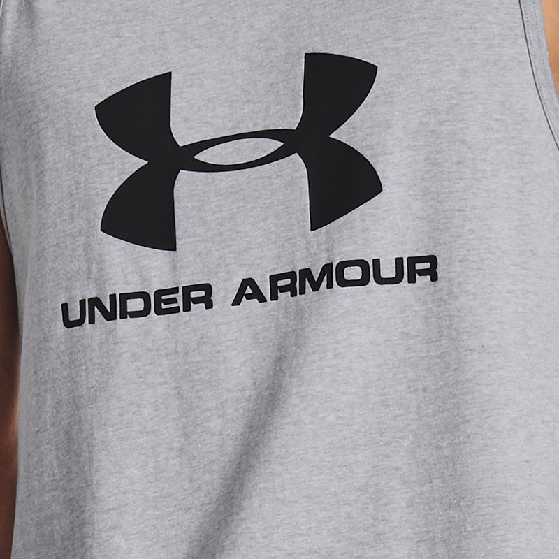 Camiseta sin mangas Under Armour Sportstyle Logo para hombre Acero Light Heather / Acero Light Heather / Negro M