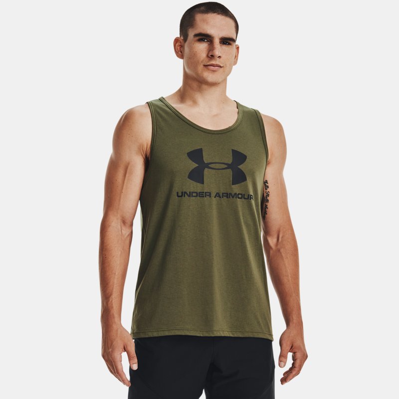 Men's Under Armour Sportstyle Logo Tank Marine OD Green / Black / Black XL