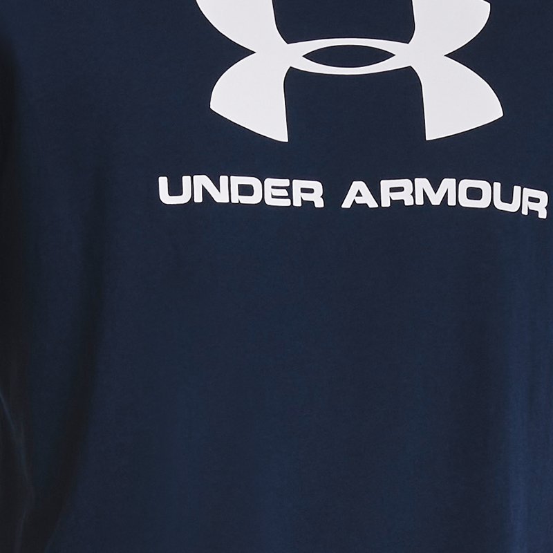 Haut à manches courtes Under Armour Sportstyle Logo pour homme Academy / Blanc XS