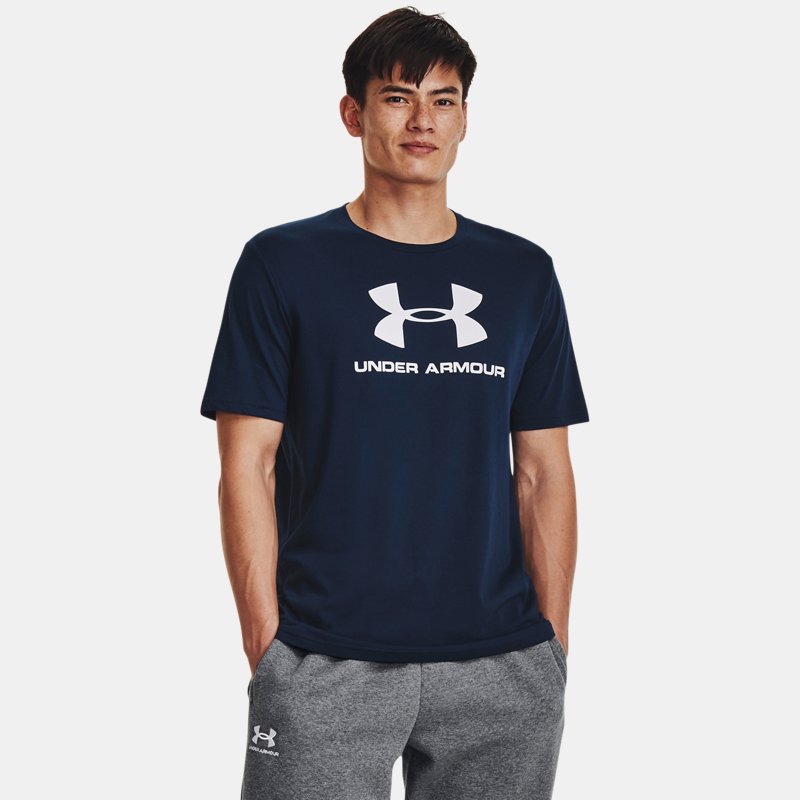 Men's Under Armour Sportstyle Logo Short Sleeve Academy / White XL