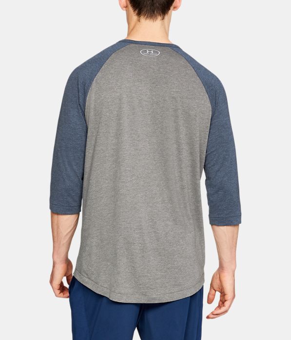 Men's MLB UA Tri-Blend Heritage ¾ Sleeve Shirt, MLB_SD_Steel Heather,
