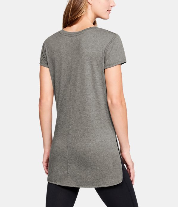 Women's MLB UA Tri-Blend Offset Short Sleeve, MLB_TOR_Steel Heather,