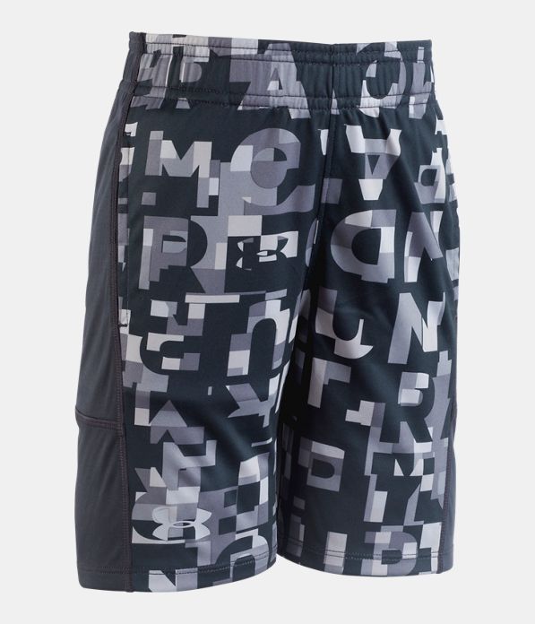 Boys' Toddler UA Wordmark Stunt Shorts , ANTHRACITE, Laydown