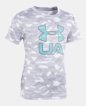 Boys' Pre-School UA Edge Camo Logo Short Sleeve 1 Color Available $25