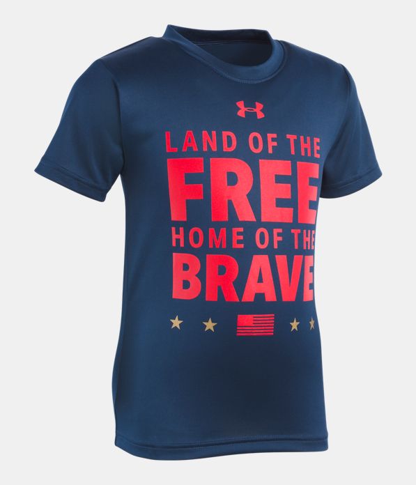 Boys' Pre-School UA Land Of The Free Short Sleeve, Academy, Laydown