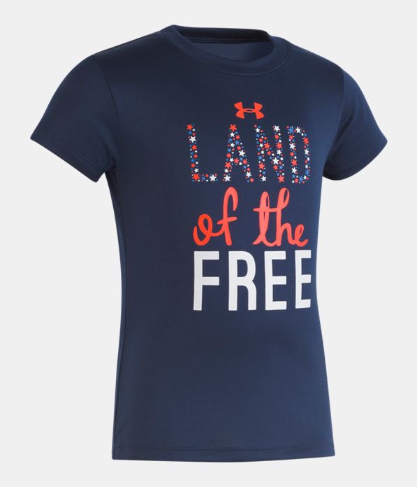 Girls' Toddler UA Land Of The Free Short Sleeve, Academy, Laydown