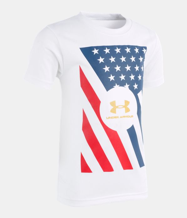 Boys' Infant UA USA Short Sleeve, White, Laydown