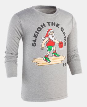 New Arrival Boys' Pre-School UA BBall Santa Long Sleeve Shirt 1 Color Available $23
