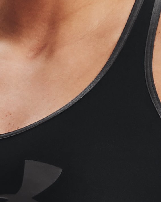 Under Armour Training mid support graphic keyhole sports bra in black