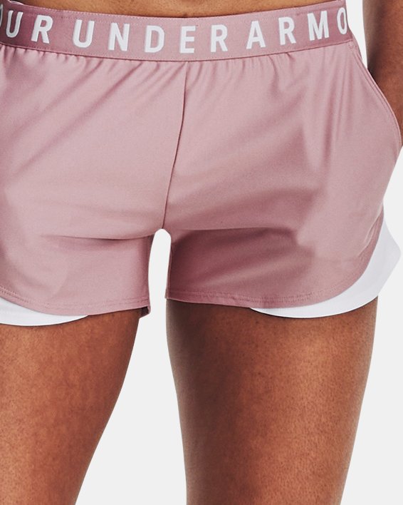 กางเกงขาสั้น UA Play Up Shorts 3.0 สำหรับผู้หญิง in Pink image number 2