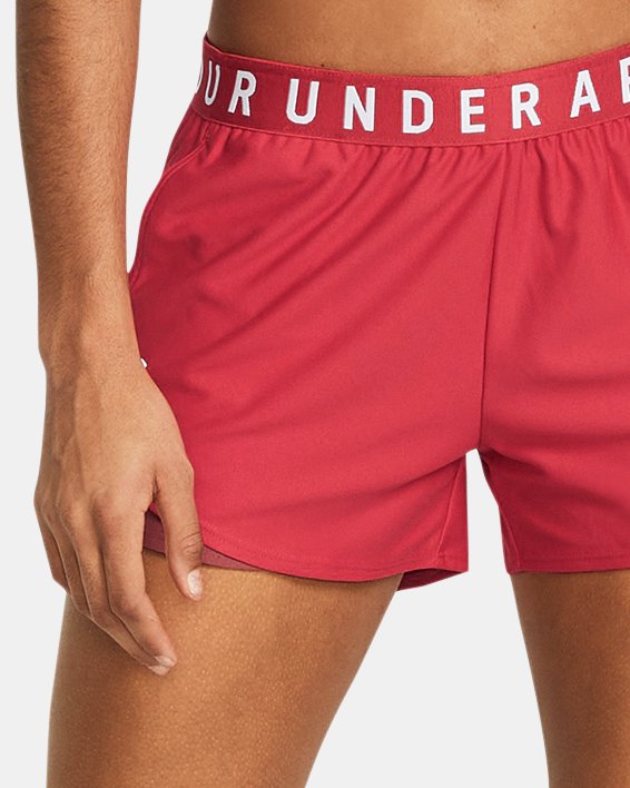 女士UA Play Up Shorts 3.0短褲 in Red image number 2