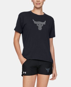New Arrival Women's UA x Project Rock Bull Graphic Girlfriend Crew Shirt 2 Colors Available $35