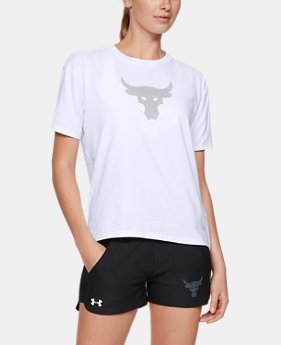 New Arrival Women's UA x Project Rock Bull Graphic Girlfriend Crew Shirt 2 Colors Available $40