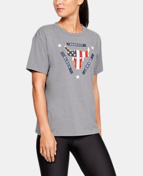 New Arrival Women's UA x Project Rock Veterans Day Stars Stripes Bull Graphic Girlfriend Crew 1 Color Available $35