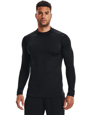 Men's ColdGear&reg; Armour Fitted Mock Long Sleeve, Black, pdpMainDesktop image number 0