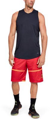 red overall shorts mens