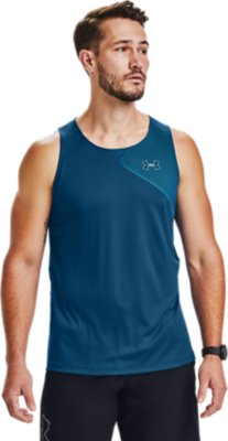 Under Armour Qualifier Iso-Chil Printed Mens Running Vest Blue 