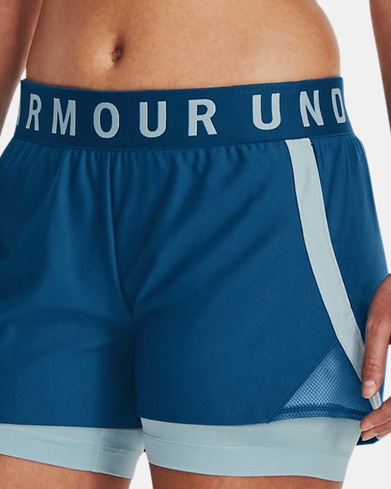 Women's UA Play Up 2-in-1 Shorts, Blue, pdpMainDesktop image number 2