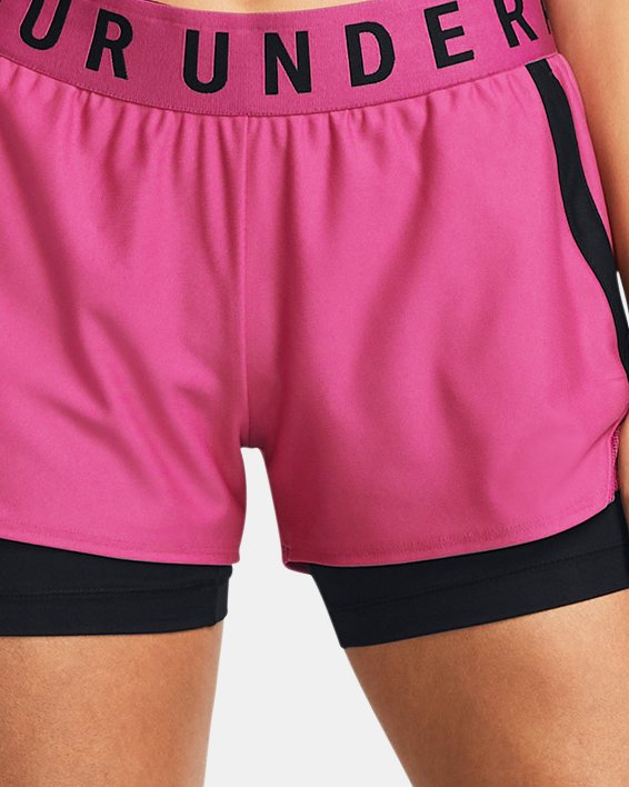 กางเกงขาสั้น UA Play Up 2-in-1 สำหรับผู้หญิง in Pink image number 2