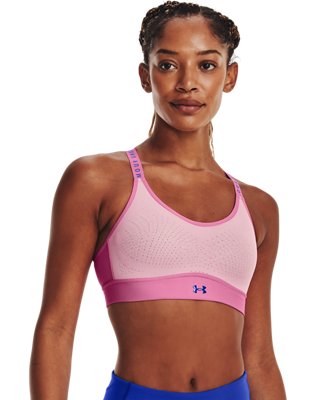  UA Seamless Low Long Htr Bra, Pink - sports bra