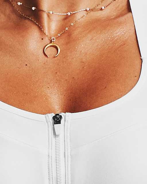 Zippered Sports Bra Unwired Front Zipper Closure Adjustable Straps Tank Top  Yoga Cross Back Beauty Underwear