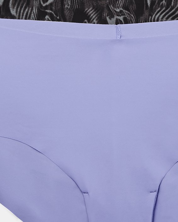 Women's UA Pure Stretch Print Hipster 3-Pack Underwear, Purple, pdpMainDesktop image number 3