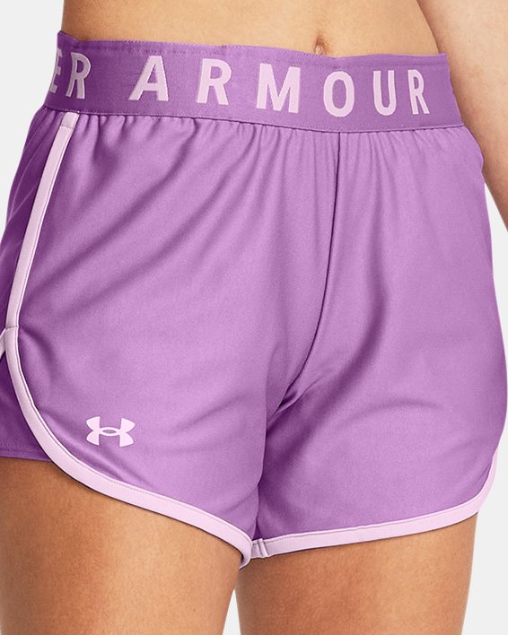 Damen UA Play Up 5" Shorts, Purple, pdpMainDesktop image number 2