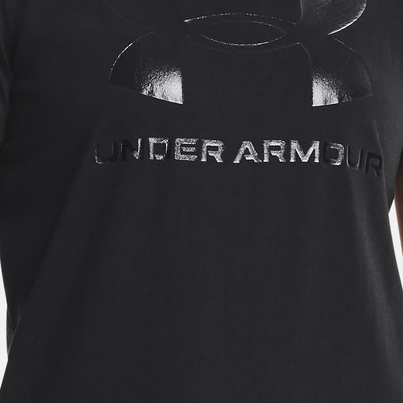 Camiseta de manga corta con estampado Under Armour Sportstyle para mujer Negro / Negro XS
