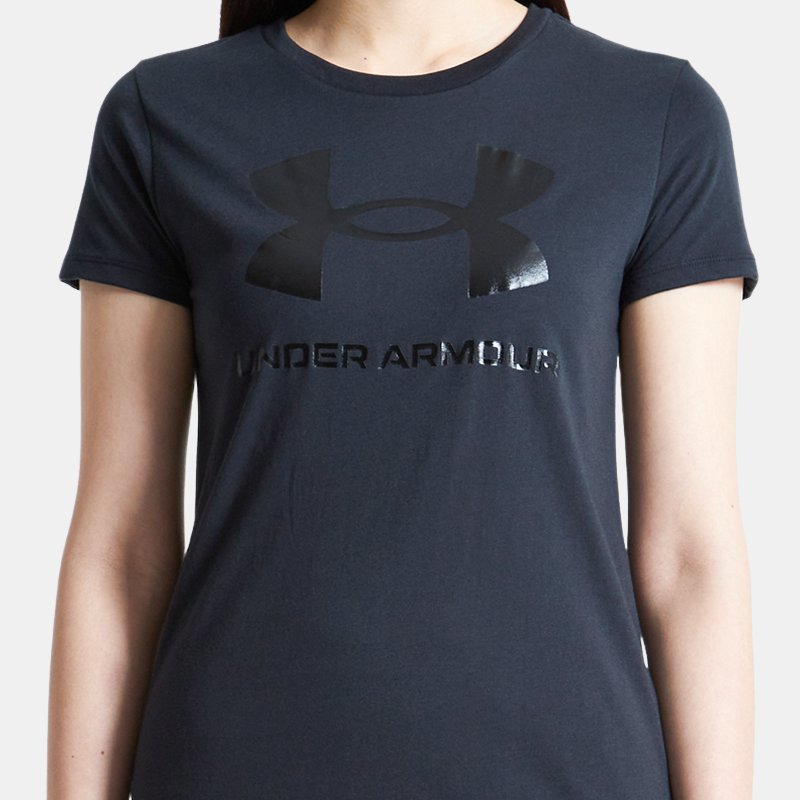 Camiseta de manga corta con estampado Under Armour Sportstyle para mujer Negro / Negro XS