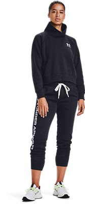 Women's UA Rival Fleece Wrap Neck, Black, pdpMainDesktop image number 2