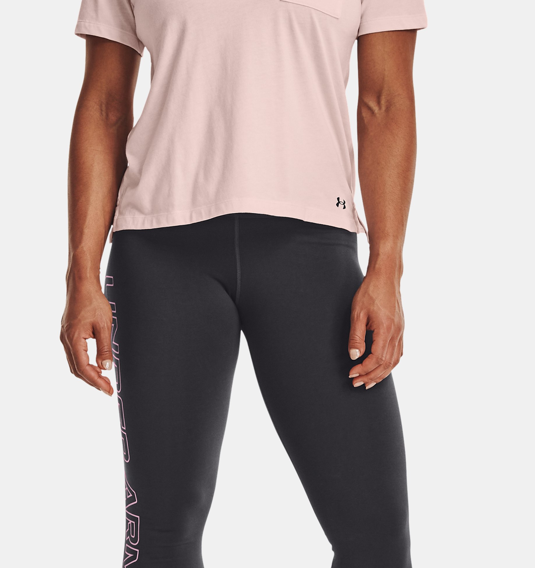 Under Armour Women's Favorite Wordmark Leggings, (044) Downpour Gray / /  After Burn, X-Small Tall at  Women's Clothing store