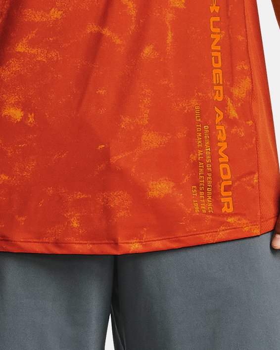 Men's UA MK-1 Printed Short Sleeve, Orange, pdpMainDesktop image number 2