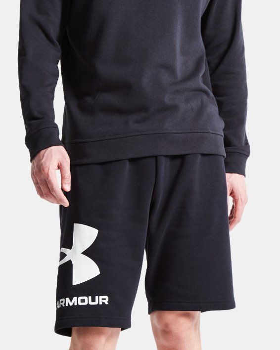 男士UA Rival Fleece Big Logo短褲 in Black image number 3