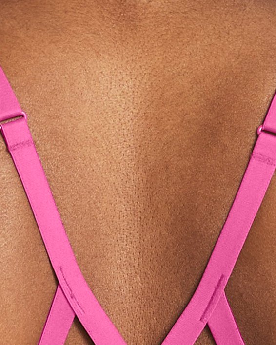 Damen UA Seamless Low Long Heather Sport-BH, Pink, pdpMainDesktop image number 1
