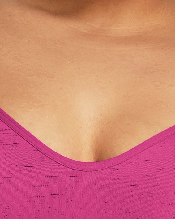 Women's UA Seamless Low Long Heather Sports Bra in Pink image number 2