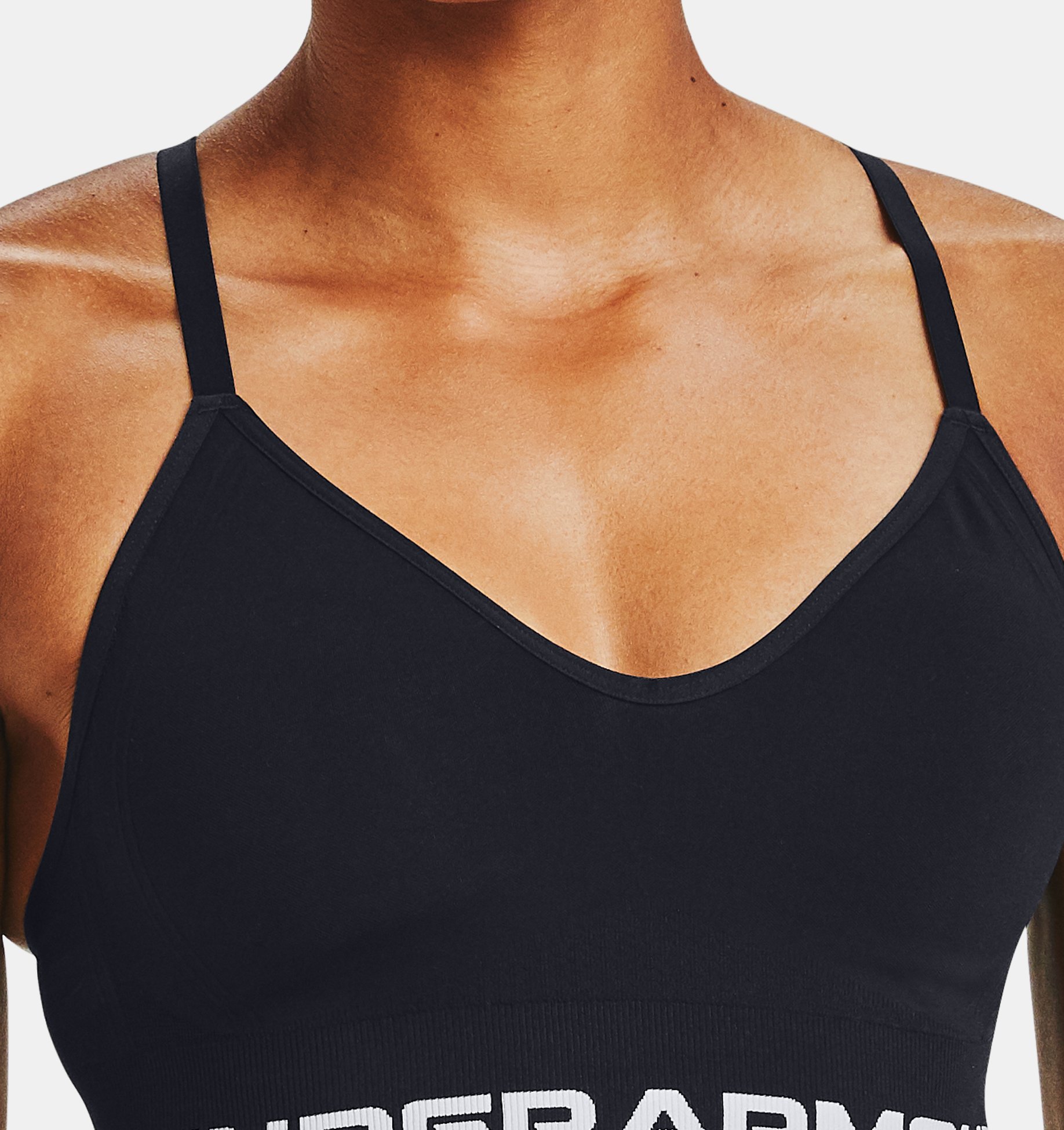Under Armour Seamless Longline Sports Bra, Hushed Turquoise (396)/Black,  X-Small at  Women's Clothing store