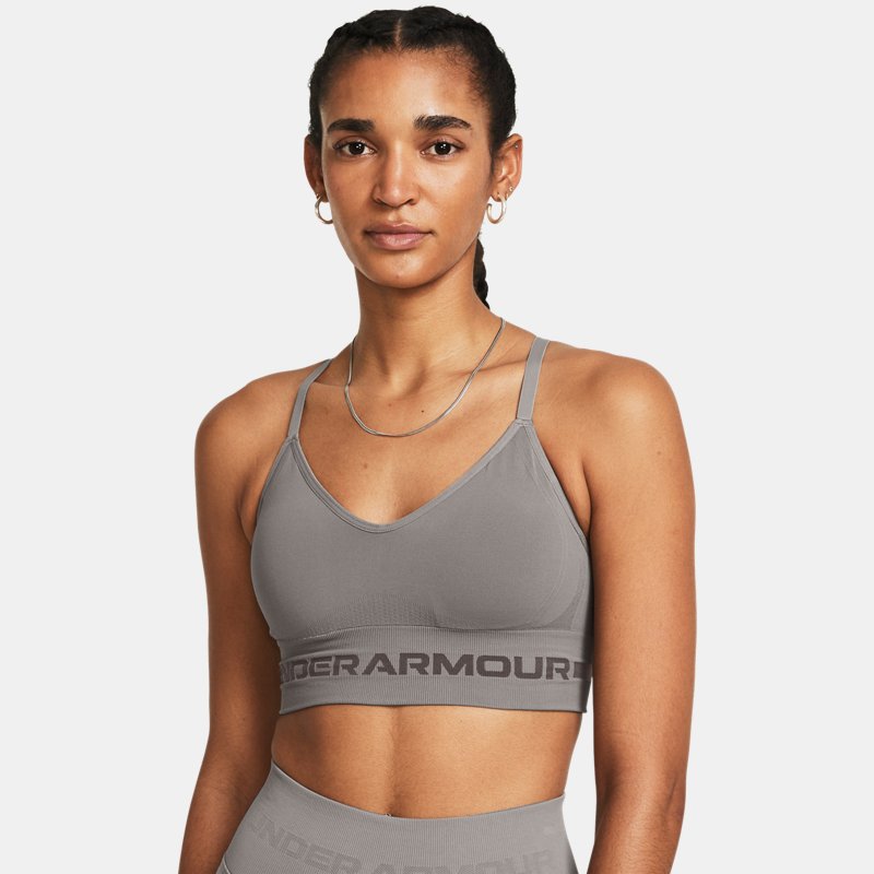 Women's Under Armour Seamless Low Long Sports Bra Pewter / Fresh Clay S
