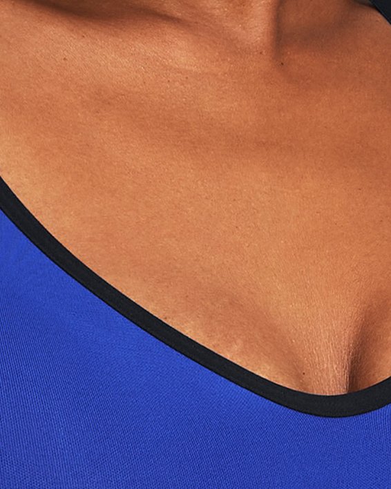 Women's UA Seamless Low Long Sports Bra, Blue, pdpMainDesktop image number 3