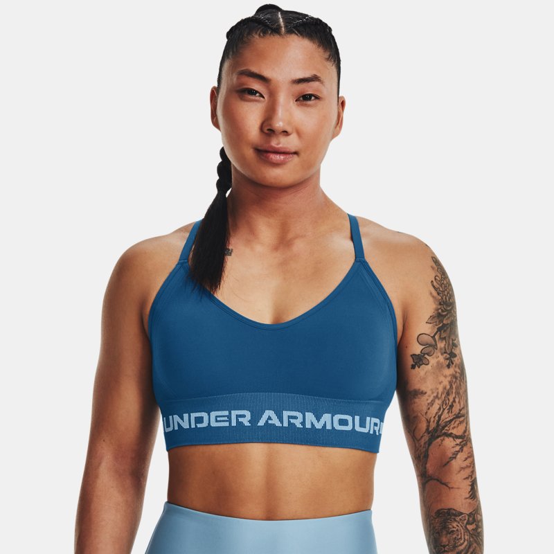 Image of Under Armour Women's Under Armour Seamless Low Long Sports Bra Varsity Blue / Varsity Blue / Blizzard XS