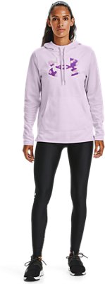 white and pink camo under armour hoodie