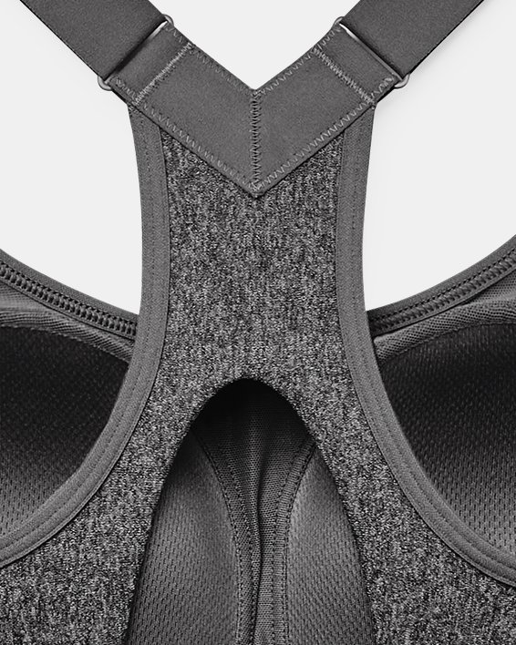 Damen Armour® High Crossback Heather Sport-BH, Gray, pdpMainDesktop image number 9
