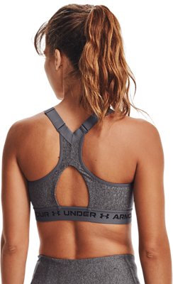 Women's Armour&reg; High Crossback Zip Heather Sports Bra image number 1