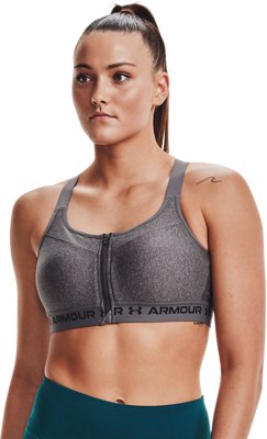Women's Armour&reg; High Crossback Zip Heather Sports Bra image number 2