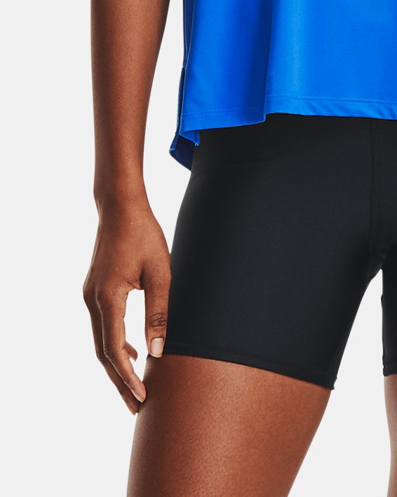 Women's HeatGear® Mid-Rise Middy Shorts, Black, pdpMainDesktop image number 2