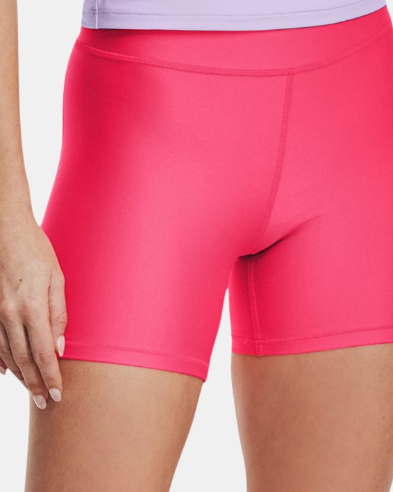 Women's HeatGear® Mid-Rise Middy Shorts in Pink image number 2