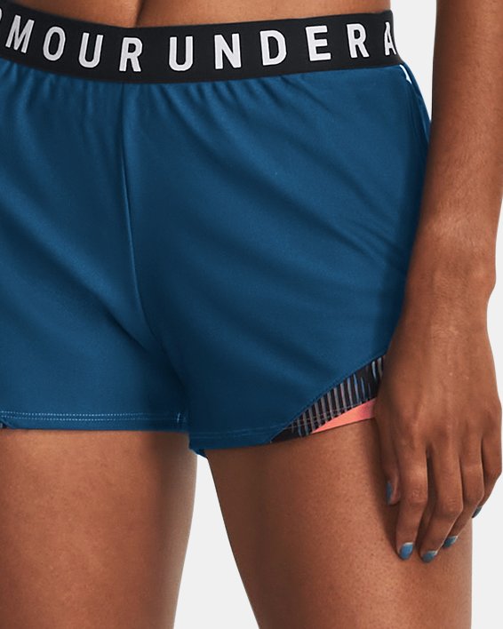 Women's UA Play Up 3.0 Tri Color Shorts in Blue image number 2