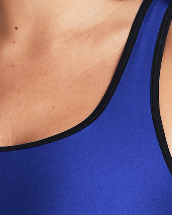 Women's Armour® Mid Crossback Sports Bra, Blue, pdpMainDesktop image number 2