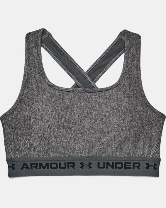 Under Armour Womens Crossback Mid Bra White 100/Halo Gray 3X 