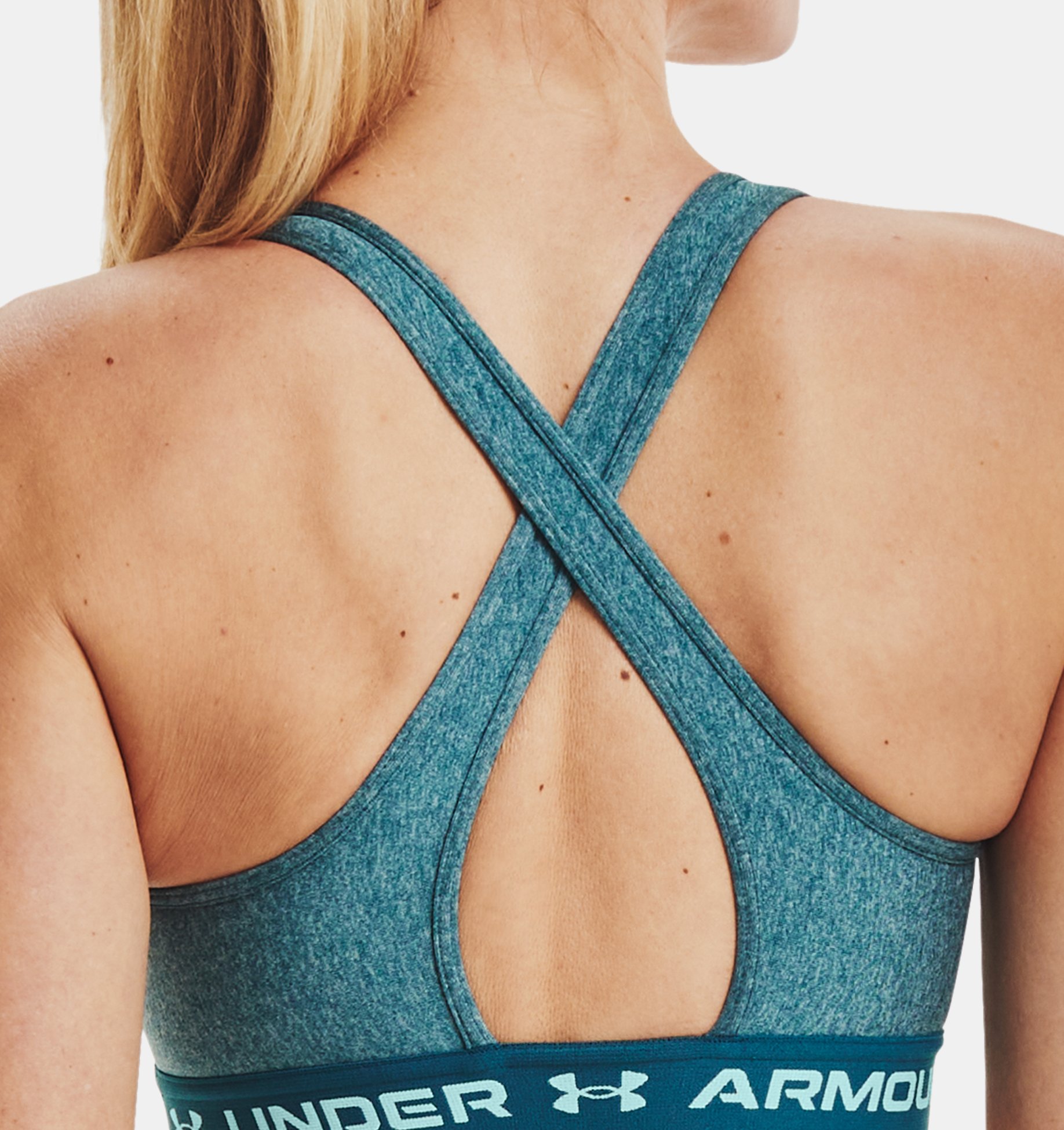 Entyinea Wirefree Bras for Women Mid Crossback Sports Bra Grey 